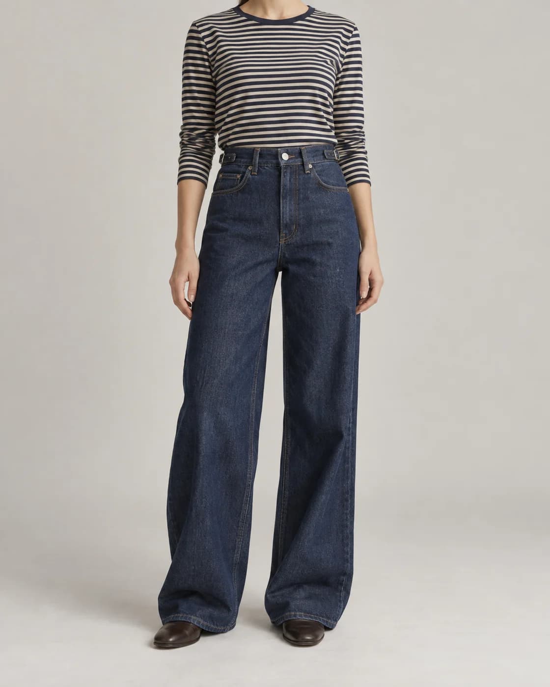 Indigo Cinch-Waist Jeans in Deep indigo