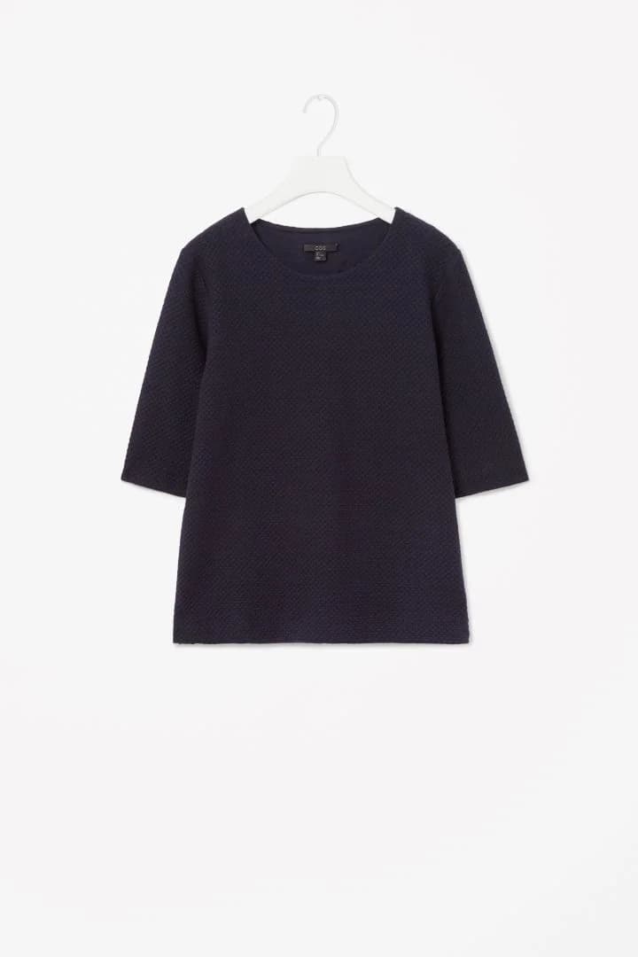 Embossed Jersey Top in Navy