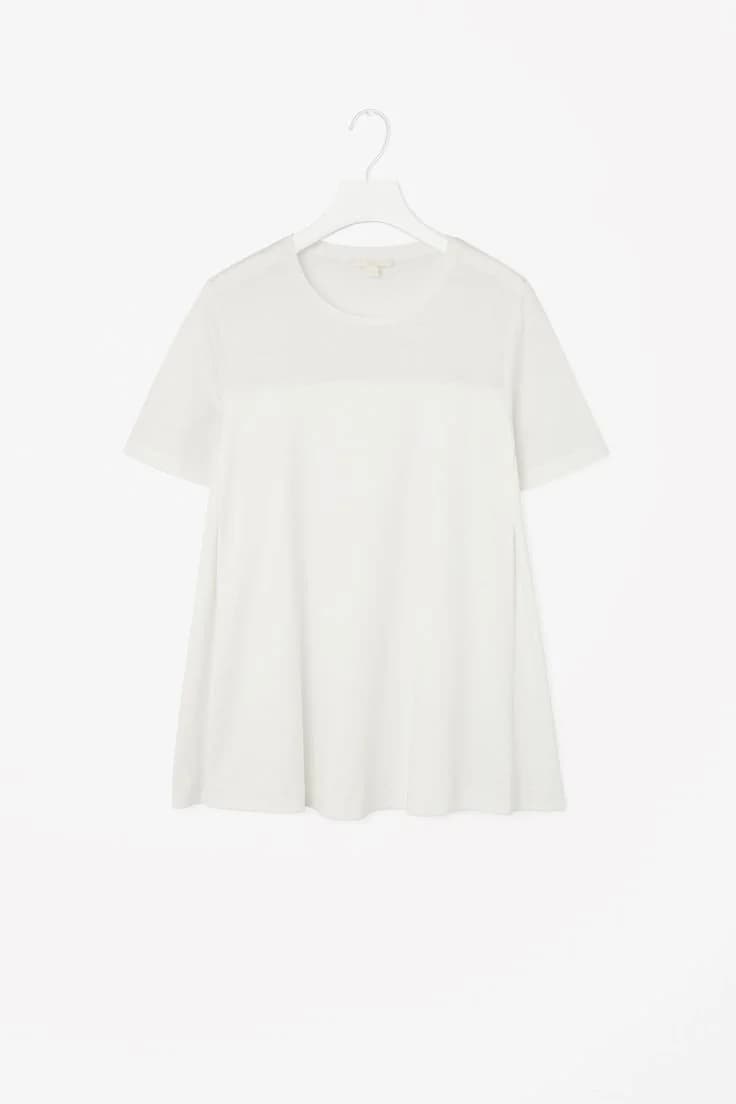 Flared Jersey Top in White