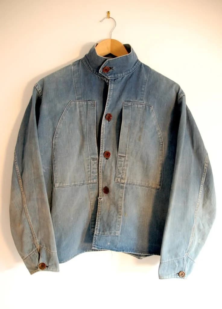 Washed Button Jacket in Faded indigo