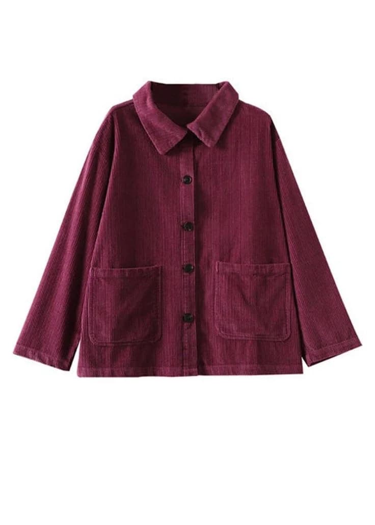 Boxy Half-Sleeve Jacket in Burgundy