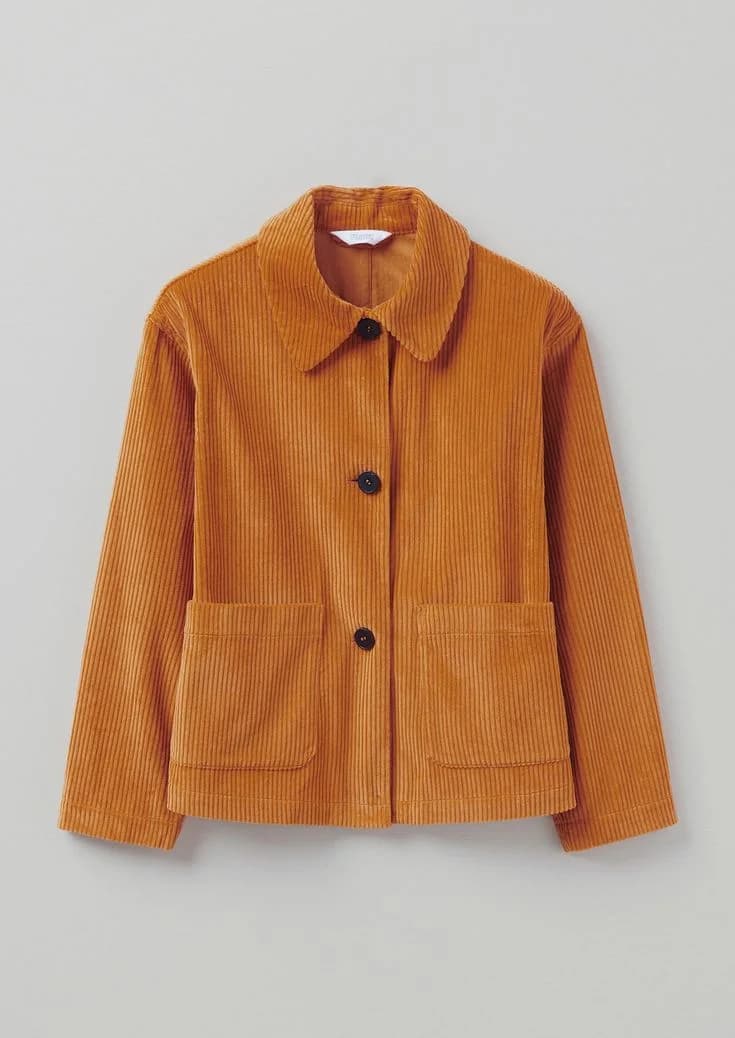 Rounded-Collar Work Jacket in Ochre