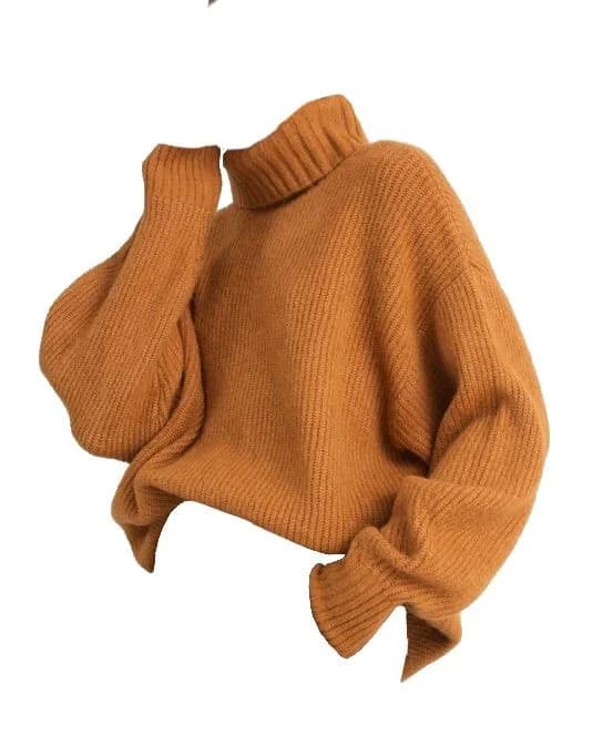 Oversized Roll-Neck Knit in Burnt orange