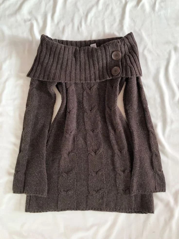 Cable Foldover Knit in Espresso