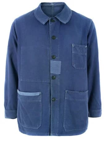 Contrast-Pocket Chore Jacket in Washed blue