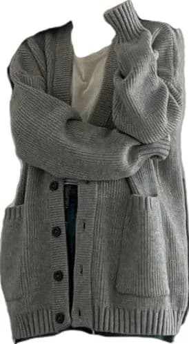 Longline Button Cardigan in Grey