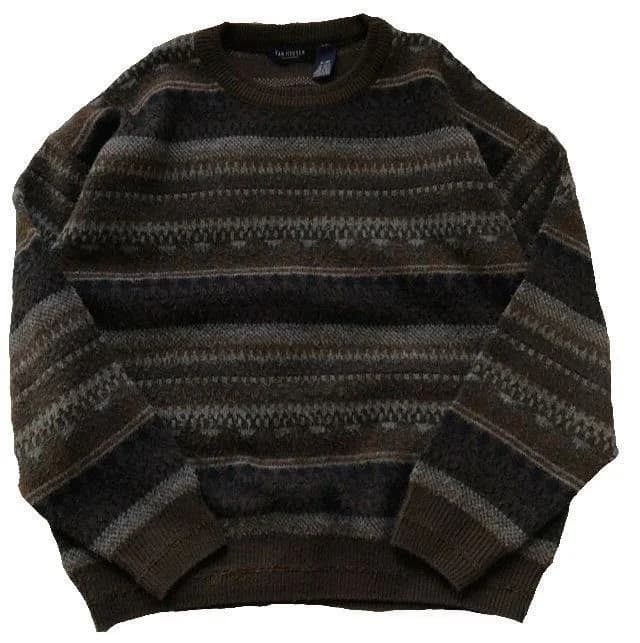 Brushed Crewneck Knit in Charcoal / brown