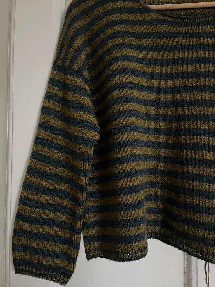 Relaxed Olive Stripe Knit in Olive / charcoal