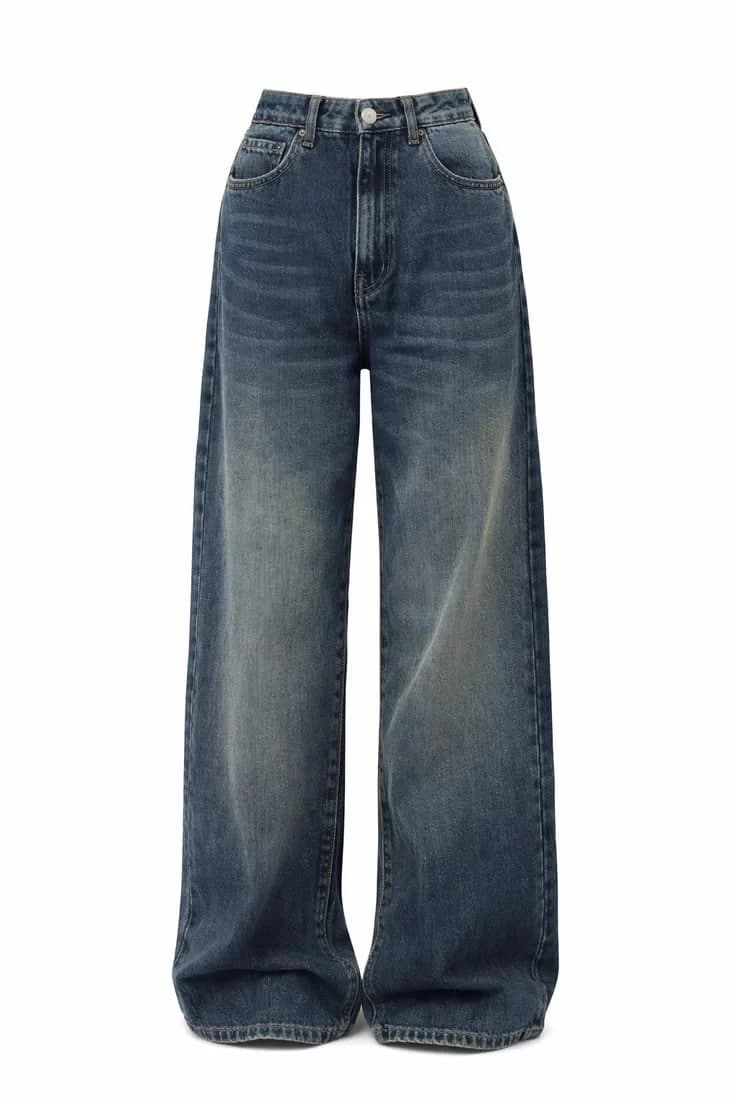 Full-Length Wide Jeans in Dark indigo