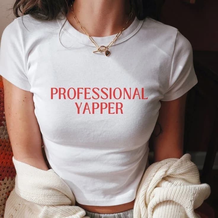 Professional Yapper Baby Tee in White / red