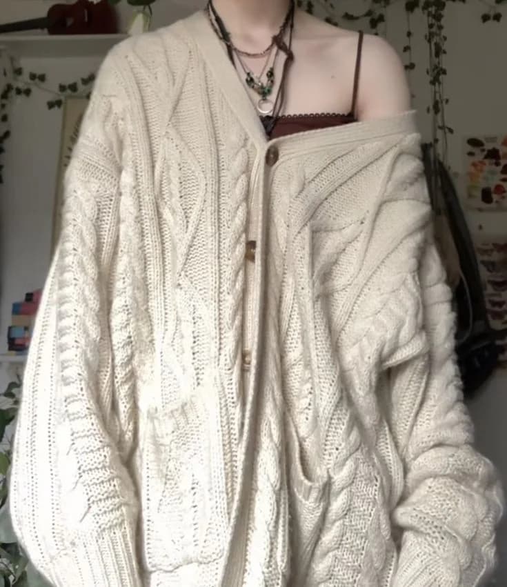 Cable Button Cardigan in Cream
