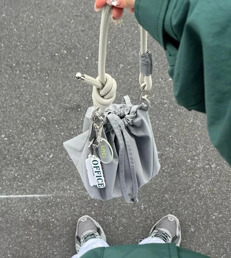 Mini Nylon Shoulder Bag in Ice blue
