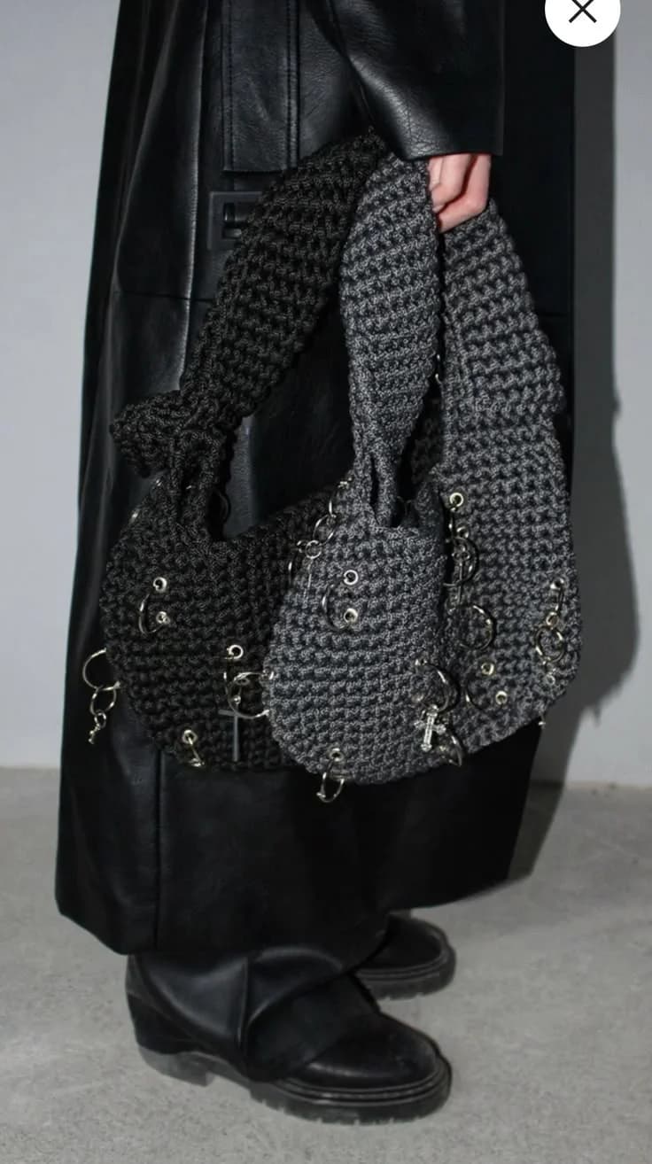 Textured Shoulder Tote in Charcoal